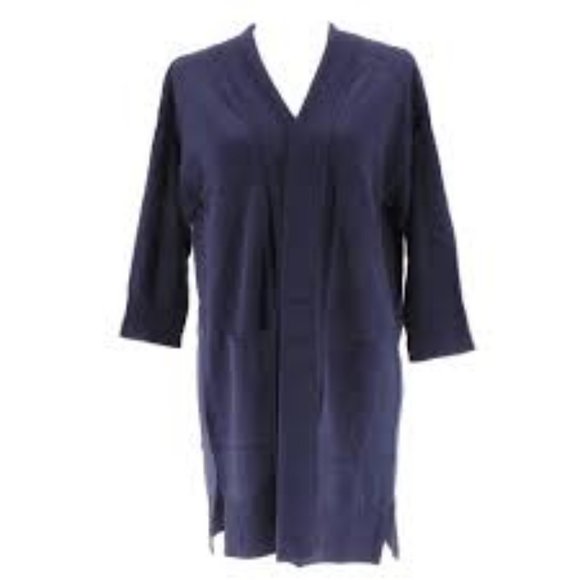 NWT ISAAC MIZRAHI DROP SHOULDER OPEN SWEATER CARDIGAN NIGHT INDIGO XXS - Picture 1 of 10